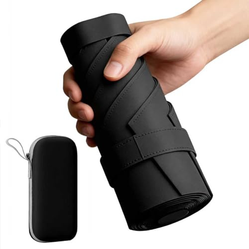 Ombrello da Sole Compatto Anti UV KOSLEOW - UPF 50+ Ombrello Pieghevole Mini, Ombrellone 6 Bacchette Resistente al Vento, Impermeabile con Custodia - Ombrello da Viaggio per Uomo Donna