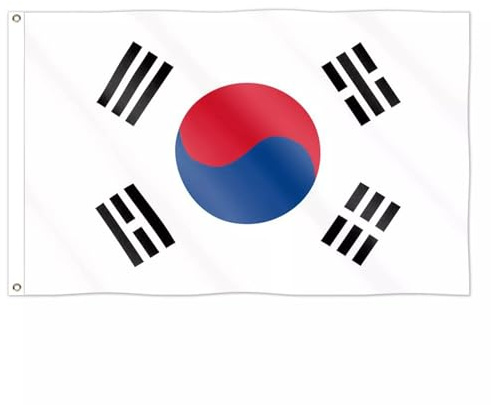 Bandera del Mundial 2026 - Bandera Nacional Oficial de 1,5 m x 0,9 m, Doble Cara con Ojales de Latón para EE. UU., Canadá y México (Corea del Sur)