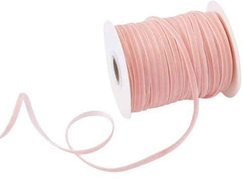 Bestewelry 50 Yards Rosa Samtband Rolle 3 mm einseitiges Satinband Dekoband Samtband für Geschenkverpackung, Einpacken, Hochzeit, Partydekoration