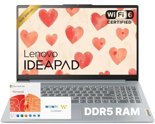 Lenovo Ideapad 15.6 Laptop with Microsoft Office 365 | 8GB RAM | 256GB PCIe SSD | Anti-Glare Display | 1TB Cloud Storage | Wi-Fi 6 | 10HR Battery | Copilot AI | Windows 11