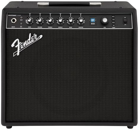 Fender Mustang LTX50 Gitarren-Combo-Verstärker, 50 W, vielseitige Sounds, 100 Presets, 50 Verstärkertypen und Effekte, einfache Bedienung, integriertes Stimmgerät und USB-Anschluss