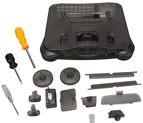 CAGUYLONA Durchsichtiges Ersatzgehäuse für N64 Retro-Videospielkonsole, Retro-Videospielkonsolengehäuse, transparente Mehrzweckbox mit Zubehör, hochwertiges ABS-Material für alle Regionen
