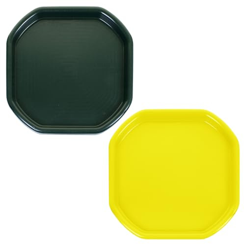 70 x 70 Heavy-Duty Mixing Tray Set of 2 - Octagon DIY & Craft Trays with High Walls For Mortar, Cement Mixing, Paint, Water Play and Sensory Activities – (Lime Green & Yellow)