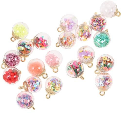JOINPAYA 20 Stück Glasperlen Anhänger in Kugelform mit Aufhängeschlaufe für Schmuckherstellung und Basteln von Armbändern oder Ohrringen aus Glas
