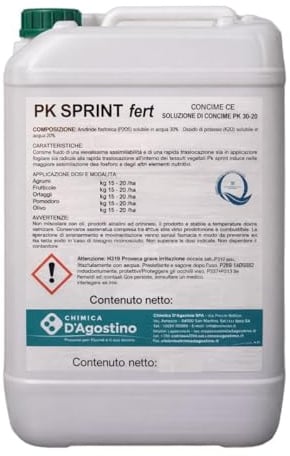 Naturii Fertilizzante PK SPRINT fert – Concime CE PK 30-20 Liquido Fertilizzante Fosforo e Potassio ad Alta Assimilabilità (6 kg)