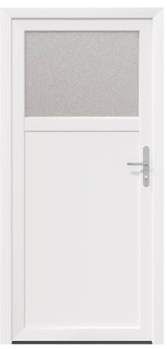 vidaXL Puerta de entrada lateral blanca 98 x 198 cm PVC elegante puerta de entrada moderna PVC protección duradera pared separador de vivienda diseño elegante