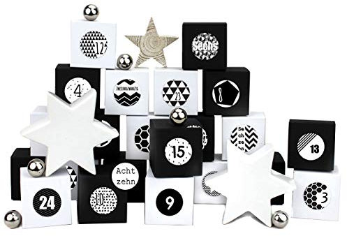 24 Adventskalender Kisten - mit Zahlenaufklebern zum selber Befüllen - 24 schwarz-weiße Schachteln zum Aufstellen und zum Befüllen - 24 Boxen - von Papierdrachen