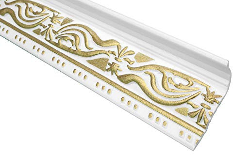 20 Meter | Eckprofil | Polystyrolleiste | Deckenleiste | Hexim | 89x46mm | M-24 GOLD