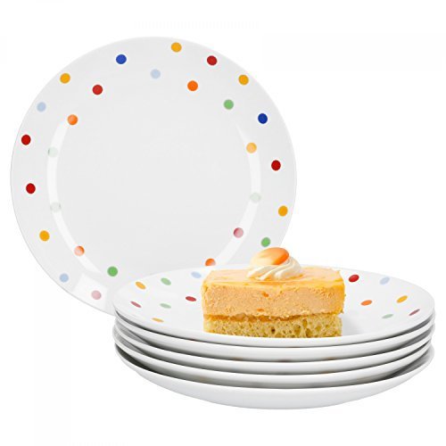 Service de Table Van Well en grès 6 pièces série Capri | Blanc avec décoration | Article au Choix, Service série Capri:Assiette à Dessert 21cm