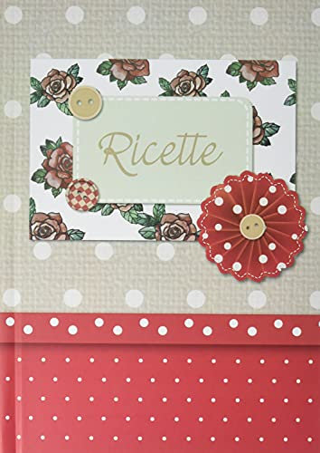 Ricettario personale da scrivere con 3 Segnalibri pietanze con 60 fogli (120 pagine non numerate) in carta avorio a righe. Pois