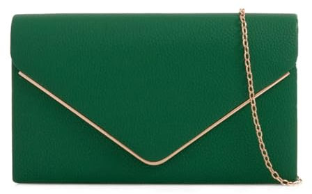 LeahWard Women's Faux Leather Flap Clutch Bags Wedding Party Handbags For Women (Green)