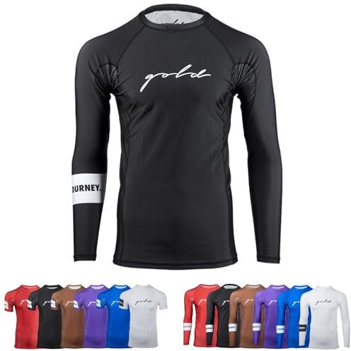 Gold BJJ Foundation Rash Guard – No-Gi und Gi Jiu Jitsu Rashguard - Schwarz - Small