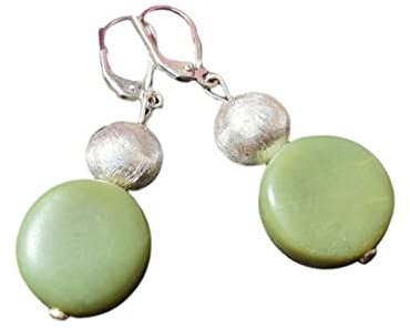 Süd Jade-gebürstetes Silber Ohrringe*LIEBLINGSSTÜCKE*925er Silber*