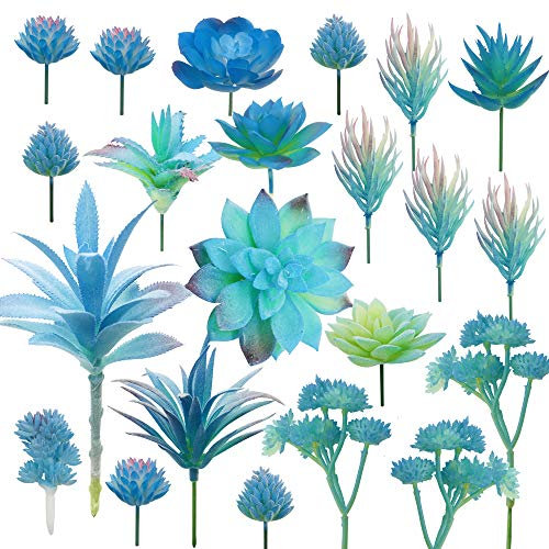 Cayway 20 Stück Künstliche Sukkulenten Mischfarben Unfotted Faux Blume Sukkulenten Künstlich Gemischt für Zuhause Indoor Fairy Garden Dekorationen