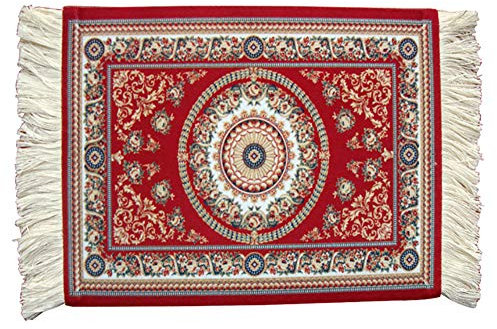 NNGT Rug Mouse Pad, Blue Vintage Persian Mini Woven Carpet, Rubber Mousemat with Fringe for Desktop, PC Laptop Computer Home Office Table Decor