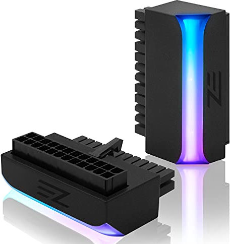 EZDIY-FAB Connecteur d'alimentation ATX 24 Broches à 90 degrés, 5V, 3 Broches ARGB Arc-en-Ciel, Femelle à mâle, Adaptateur d'alimentation pour Carte mère d'ordinateur, Alimentation ATX - 1 Pack