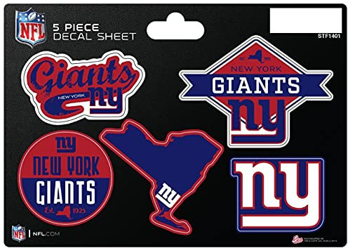 New York Giants 5 Stück kleine Aufkleber auf einem 10,8 x 15,2 cm Bogen