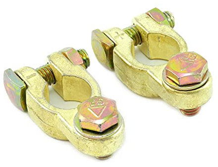 Batterieklemmen Massiv 12V 24V Typ STBK3 Autobatterie Solarbatterie Batterie Polklemmen Batteriepolklemmen für Ringösen Plus Minus Set (1 Paar)