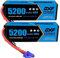 DXF 2 Paquetes BATERIA LIPO 11.1V de Polímero de Litio, 5200 mAh, 3S1P, 11.1 V, 100C, Conector EC5, para Helicópteros RC, Avión, Multirotor, Barco, Coche, Camión Slash VXL, E-Maxx, E-Revo, Spartan