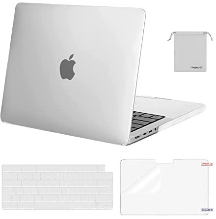 MOSISO Compatible avec MacBook Pro 14 M5 M4 M3 M2 M1 A3434 A3112 A3185 A3401 A2918 A2992 A2779 A2442 Pro/Max 2025-2021,Coque&Protection Clavier&Protecteur D'écran&Sac Rangement,Frost