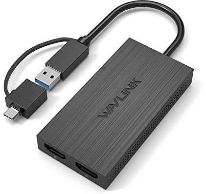 WAVLINK XQAMEU Adaptador de gráficos de vídeo USB 3.0 a HDMI Dual, Monitor Dual de hasta 1080 @ 60 Hz, soporta hasta 8 Pantallas de Monitor
