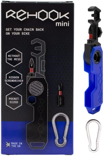 Rehook Mini Cycling Multi-Tool Ultra Blue - Get Your Chain Back on Your Bike Without the Mess Stocking Filler Present for Cyclist Gadget Lover