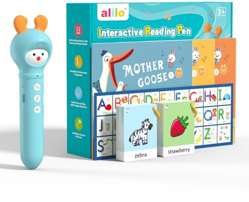 alilo Learning Educational Toys for Toddlers 3-4-5-6, Interactive Reading Pen Set for Kids, with 3 Learn to Read Book, 100 Talking Flash Cards, 540 Recording Stickers, Music Card