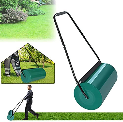 ACXIN Rullo manuale per prato, 57 cm, 46 l, capacità di riempimento, rullo da giardino in metallo, rullo da giardino, fresa per prato, diametro 32 cm, riempibile con acqua e sabbia, verde