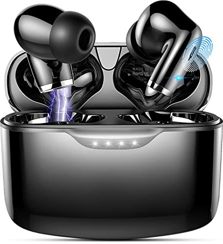 Wireless Earbuds, Bluetoth 5.2 Headphones in ear, Stereo Earphones IP7 Waterproof, True Wireless Earphones Built HD in Mic, Premium Sound with 40H Playtime, Headset for Running, Gym, Sports, Black…