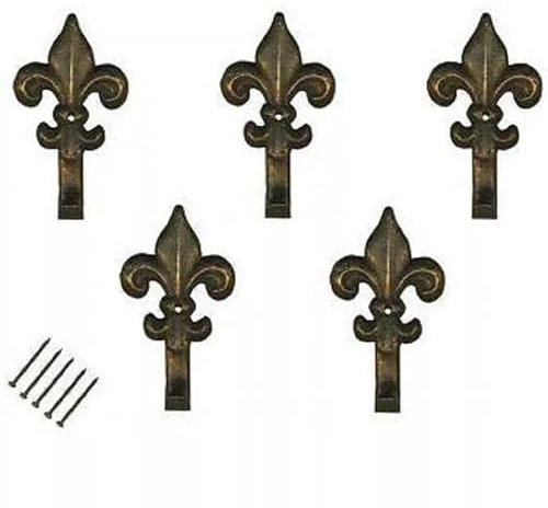 VIDOELETTRONICA® Set da 15 Ganci Bronzo, Appendino per Quadro, Forma Giglio, Fiorentino con Chiodi, 44 mm