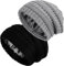 2er-Pack Satin gefütterte Strickmütze für Frauen Winter warme Stretch Slouch Cable Beanie mit Satin-Seidenfutter, Black+light Grey, Einheitsgr��e
