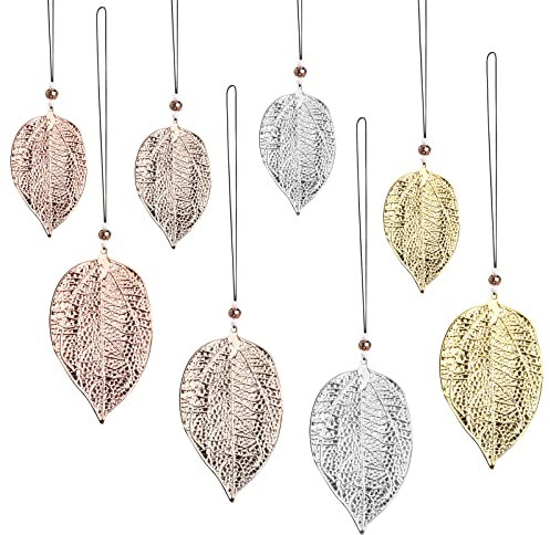 Xzeemo 8 Stück Hängende Deko, Fensterdeko Hängend, Blatt-Anhänger Deko, Raumdeko Zum Aufhängen, Anhänger Lampen Deko Anhänger, Blatt Dekohänger, Metall Deko, Modern Anhänger