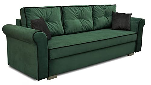 Bonni Schlafsofa Pele, Sofa mit Bettkasten und Schlaffunktionn, Klappsofa, Schlafcouch, Bettsofa, Couch vom Hersteller, Couchgarnitur, Sofagarnitur (königlich grün)