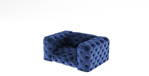 GREKPOL Klassischer Chesterfield Sessel - Eleganz und Komfort in einem Möbelstück (Blau)