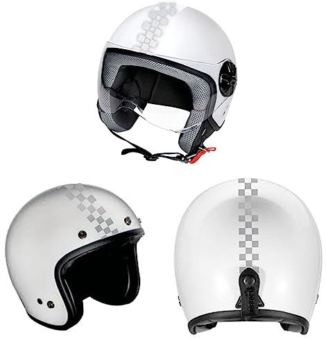 DualColorStampe Aufkleber für Motorradhelm, Motorradhelm, Universal-Streifen, Design-Sticker, Schach, C0063 (Silber)