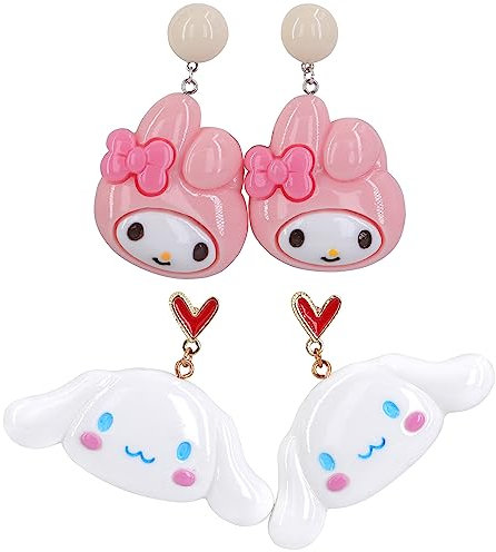 Roffatide Frauen Ohrringe Anime Cinnamoroll Melodie Ohrringe Cosplay Mode Legierung Harz Ohrringe Ohrstecker Ohrring Lovely Ohrring für Frauen Mädchen
