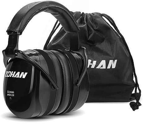 ZOHAN 012 Cuffie Antirumore Lavoro, Cuffie Insonorizzanti Facilmente regolabile Pieghevole, SNR 34 dB per Falciatura, Costruzione,Aereo, Falegnameria - Nero