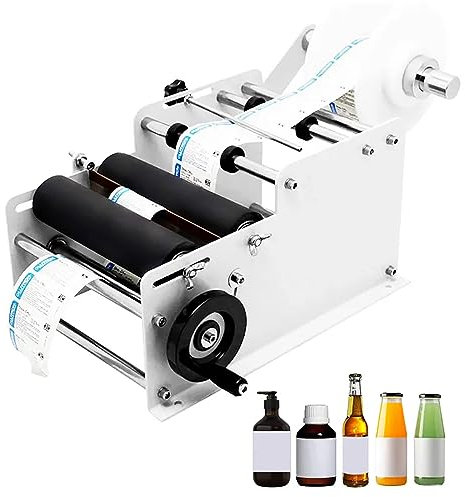 PODEC Manuelle Rundflaschen-Etikettiermaschine, Verstellbarer Etikettenapplikator Mit Ergonomischem Griff, Flaschenetiketten-Applikatormaschine, 20–40 Stück/min, Für Runde Flaschen Kunststoffflaschen
