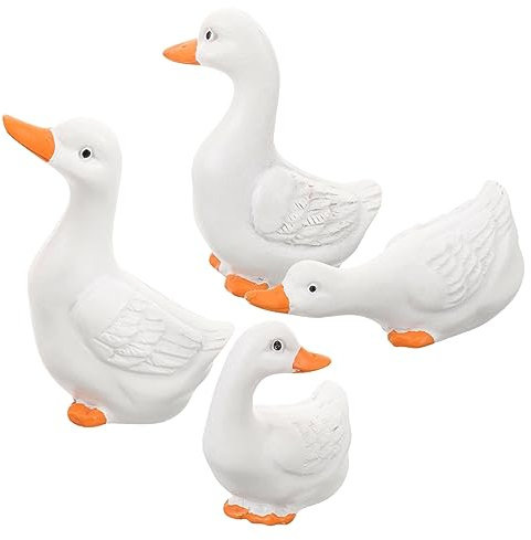 Abaodam 4 Stück Entlein Ornament Mini-Figuren Desktop-entenskulptur Puppenhaus-entenornament Ente-Kuchen-Deckel Tierfiguren Blumentopf-entenfiguren Blumentöpfe Miniatur Kunsthandwerk Harz