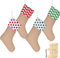 Weihnachtsstrümpfe 4er Pack Nikolausstiefel zum Befüllen Weihnachtsstrumpf Personalisiert Weihnachtssocken Kamin mit 10 Kleinen Holzanhängern für Weihnachtsfeier, Geschenk, Süßigkeiten Dekoration DIY