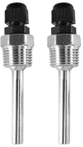 2 Stück Thermowell, 304 Edelstahl Tauchhülsen, G1/2 Zoll Gewinde für Temperatursensor, Tauchschutzrohre für Thermoelemente, Schutzrohr für Temperaturfühler (8x50mm)