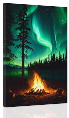 CCWACPP Aurora Borealis Leinwandbilder Nordlichter Malerei Natur Wanddrucke Landschaft Schnee Berge Wanddekoration für Wohnzimmer Schlafzimmer Zuhause gerahmt (D, (30.00 x 45.00 cms))