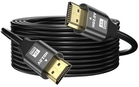 grofyllaa 4K câble Hdmi 12M, câble Hdmi 2.0 haute vitesse 4K@60Hz 2K@120Hz, connecteur plaqué or 3D ARC HDCP 2.2 et 2.3 pour HDTV/Blu Ray lecture/projecteurs/ordinateurs portables /PS4/PS5(noir)
