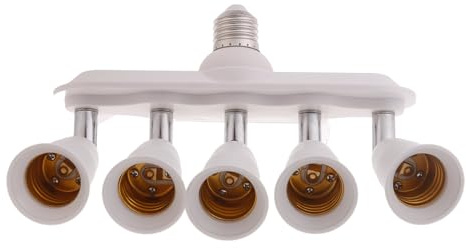LARUISEE 3/4/5 In 1 E27 Socket Adapter 5/4/3 Way Splitter E27 LED Light Bulb Holder Converter 360°Adjustable 180° Bending Splitter Adapter For E27 Bulbs