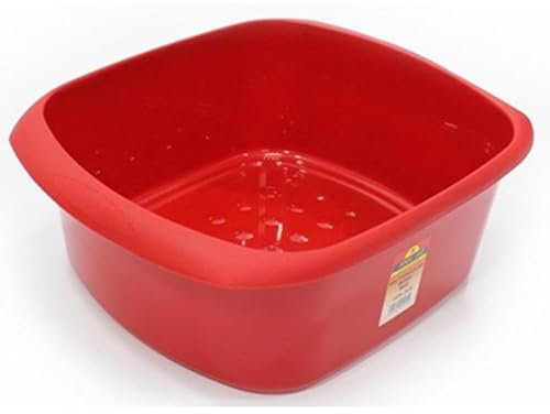 (Pack of 1) 11l Large Glliter Red RECTANGULAR Kitchen Household Cleaning Washing UP Bowl, 11L Capacity, Multipurpose use bowl…