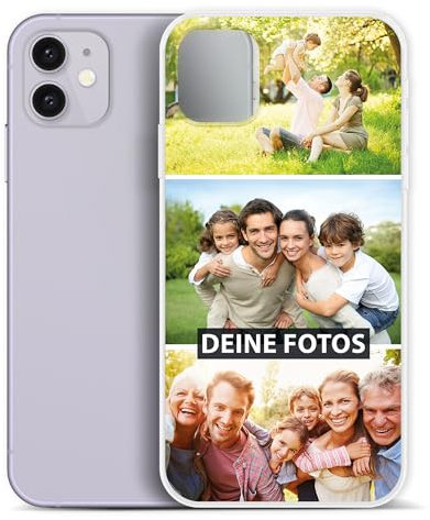 PR Print Royal Personalisierte Handyhülle für Apple iPhone 11 Clear - zum selbst gestalten mit Foto-Collage für 3 Fotos - Handyhüllen iPhone 11, Silikon Transparent | Fotogeschenk