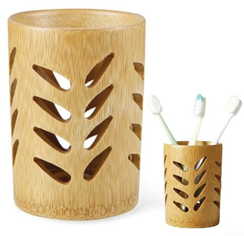 Porte-Brosse à Dents en Bois, égouttoir avec Trous de Drainage, Porte-gobelet de Salle de Bain à Séchage Rapide pour Pinceaux de Maquillage