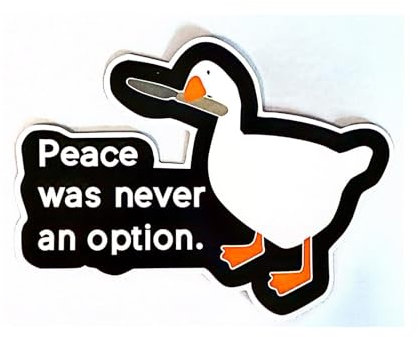 2 Stück,Cartoon Ente Auto aufkleber, ruft nach Frieden, Kunstfahrzeugaufkleber, Wasserdicht, UV-beständig,Motorrad, Laptop,Friedenstaube,Wetterfest Friedensente Dekor Sticker für Auto(12.5cm*9cm)