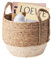Eden & Willow Natural Straw Woven Plant Storage Basket, Home Organisation Hamper Basket with Handles (Cream, Medium)