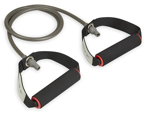 Reebok Resistance Tube (Light Resistance, Grey) Ganzkörpertraining, rutschfeste Stretchbänder für Übungen, Fitnessbänder für Männer und Frauen